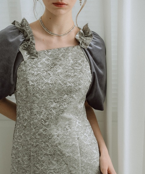 et.UNiVER ドレス Puff-sleeve Jacquard Dress : ZOZOTOWN Yahoo!店