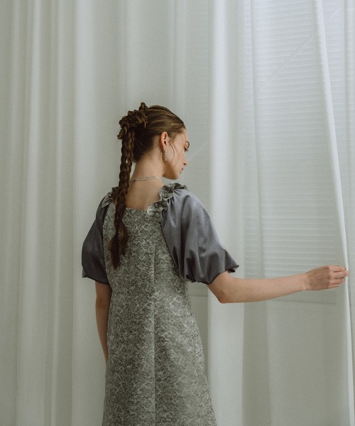 et.UNiVER ドレス Puff-sleeve Jacquard Dress : ZOZOTOWN Yahoo!店