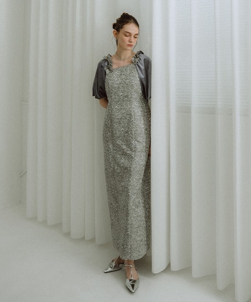 et.UNiVER ドレス Puff-sleeve Jacquard Dress : ZOZOTOWN Yahoo!店
