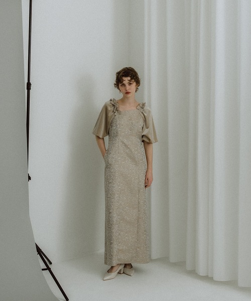 et.UNiVER ドレス Puff-sleeve Jacquard Dress : ZOZOTOWN Yahoo!店
