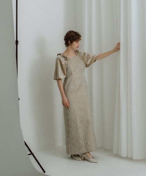 et.UNiVER ドレス Puff-sleeve Jacquard Dress : ZOZOTOWN Yahoo!店
