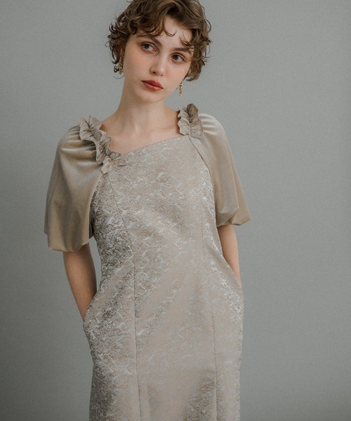 スーツ・フォーマル・ドレス et.UNiVER Puff-sleeve Jacquard Dress et.UNiVER ドレス Puff-sleeve Jacquard Dress : ZOZOTOWN Yahoo!店