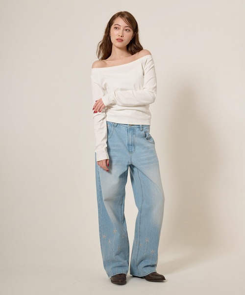 「TINA：JOJUN」 長袖カットソー M ホワイト レディース_画像6