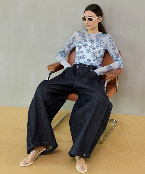 MAISON SPECIAL（メゾンスペシャル） Flower Embroidery Sheer Tops