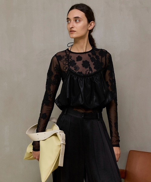 MAISON SPECIAL（メゾンスペシャル） Flower Embroidery Sheer Tops