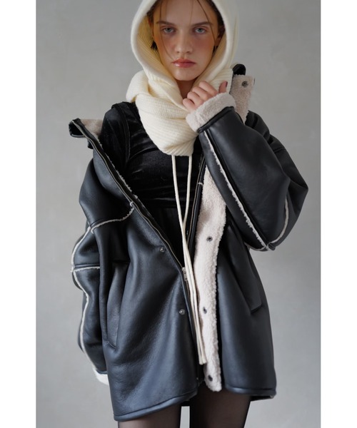 TRUNC ブルゾン アウター Boa Collar Faux Leather Blouson / ボア