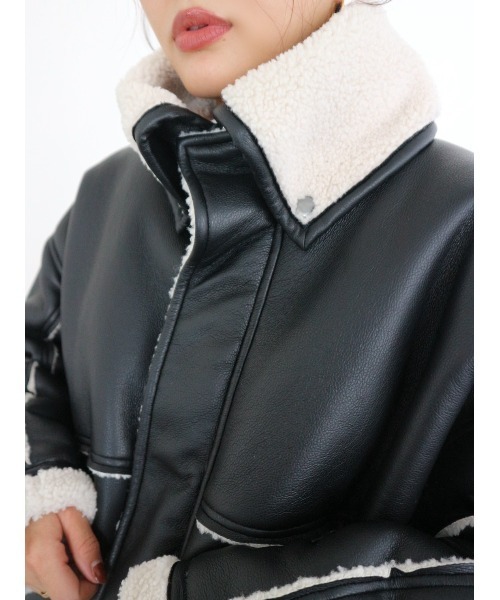 TRUNC ブルゾン アウター Boa Collar Faux Leather Blouson / ボア