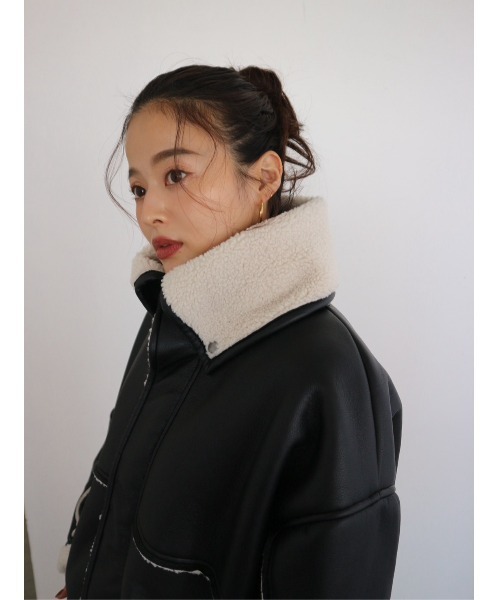 TRUNC ブルゾン アウター Boa Collar Faux Leather Blouson / ボア