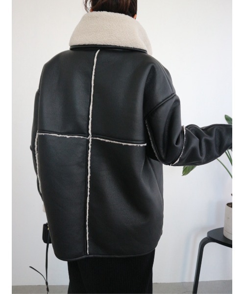 TRUNC ブルゾン アウター Boa Collar Faux Leather Blouson / ボア