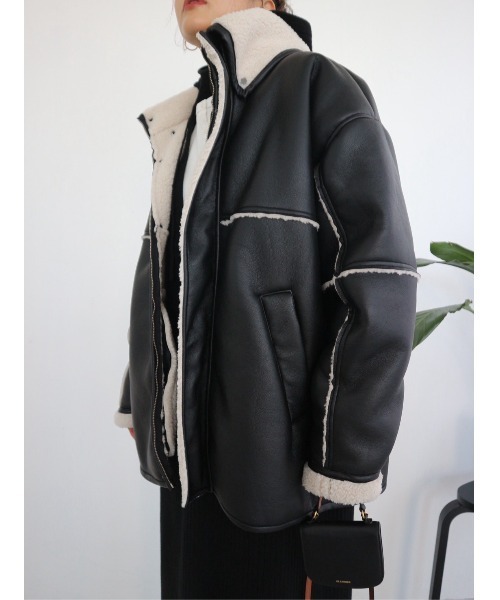 TRUNC ブルゾン アウター Boa Collar Faux Leather Blouson / ボア