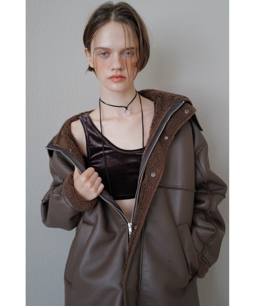 TRUNC ブルゾン アウター Boa Collar Faux Leather Blouson / ボア