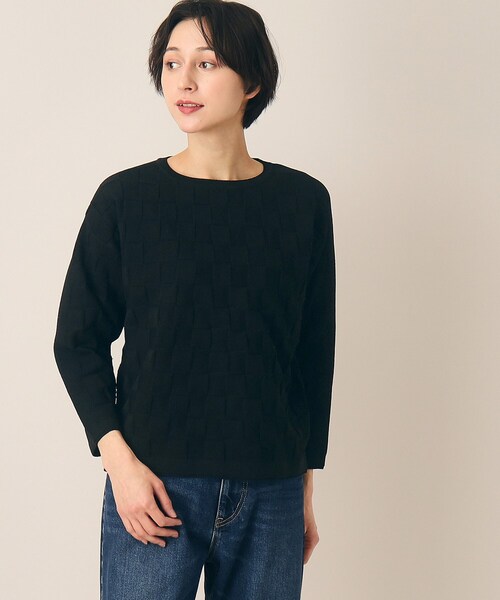 「Dessin」 7分袖ニット 02 ブラック レディース_画像2