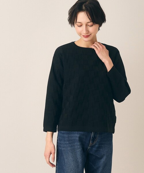 「Dessin」 7分袖ニット 02 ブラック レディース_画像3