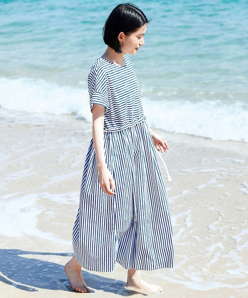 「Sunny clouds」 半袖ワンピース LARGE ブルー系その他 レディース_画像2
