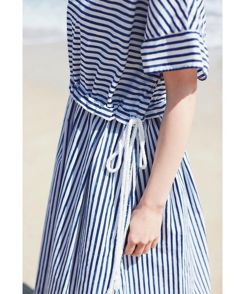 「Sunny clouds」 半袖ワンピース LARGE ブルー系その他 レディース_画像5