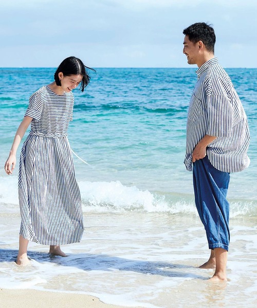 「Sunny clouds」 半袖ワンピース LARGE ブルー系その他 レディース_画像7