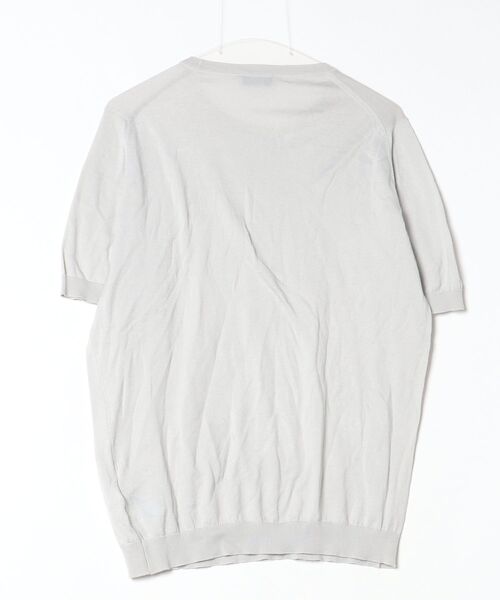 「JOHN SMEDLEY」 半袖ニット LARGE ライトグレー メンズ_画像2