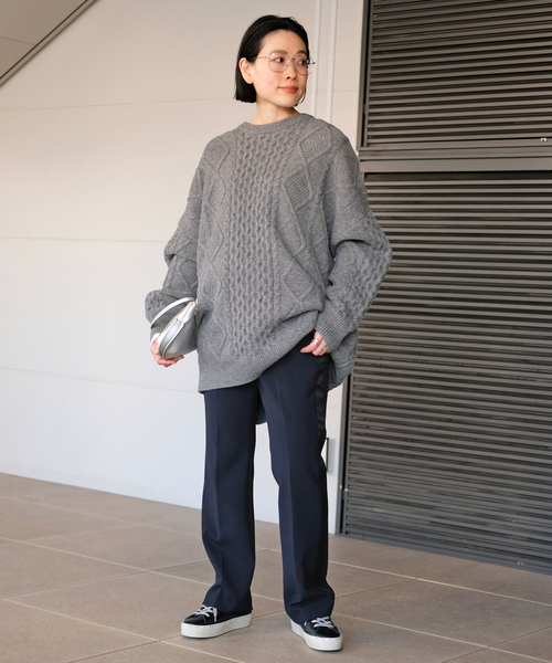 「AP STUDIO」 スラックス 38 チャコールグレー レディース_画像4