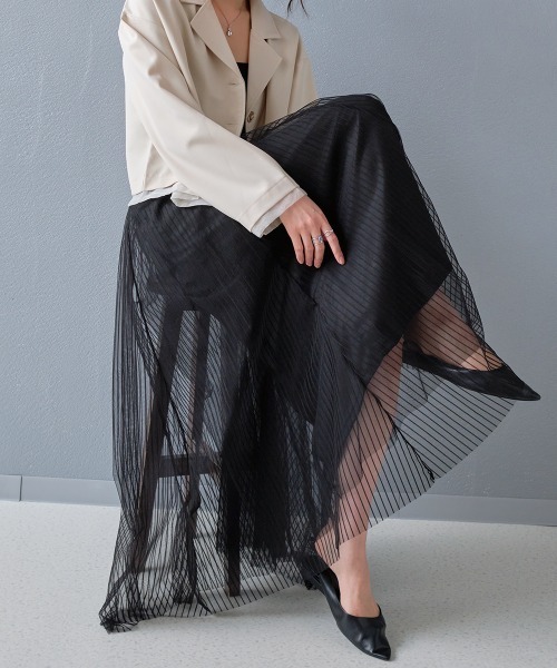 スカート ストライプ ボリュームチュールスカート : ZOZOTOWN Yahoo!店