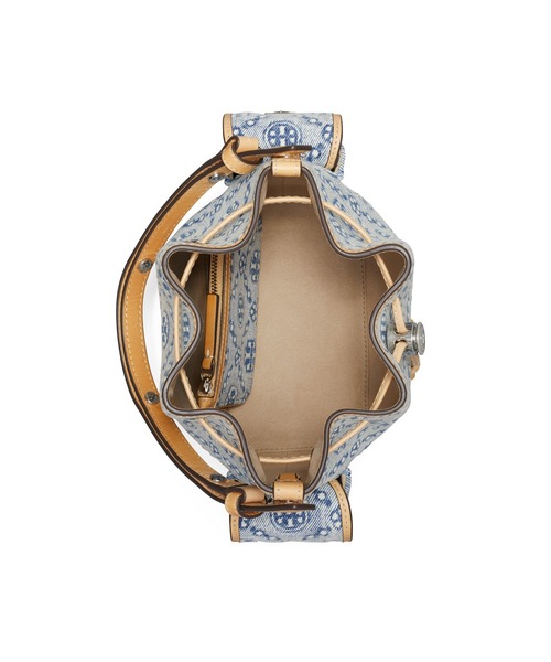 トリーバーチToryBurch Tモノグラム デニム バケットバッグ Tモノグラム デニム バケットバッグ: レディース クロスボディバッグ