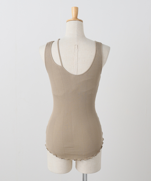 HAKUJI（ハクジ） タンクトップ ノースリーブ RANDOM RIB ASYM BRA