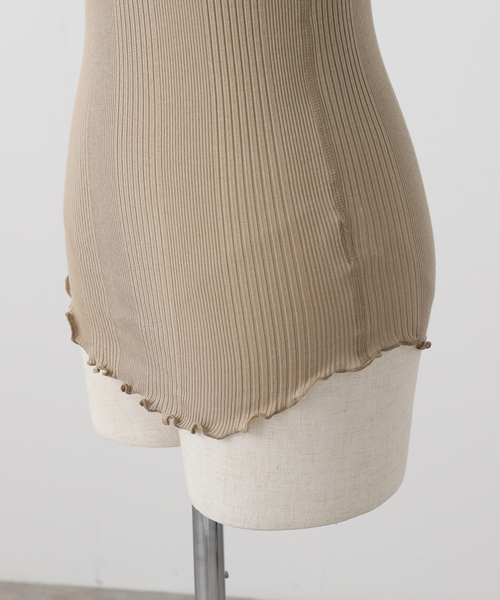 HAKUJI ボーダータンクトップ HAKUJI（ハクジ） タンクトップ ノースリーブ RANDOM RIB ASYM BRA