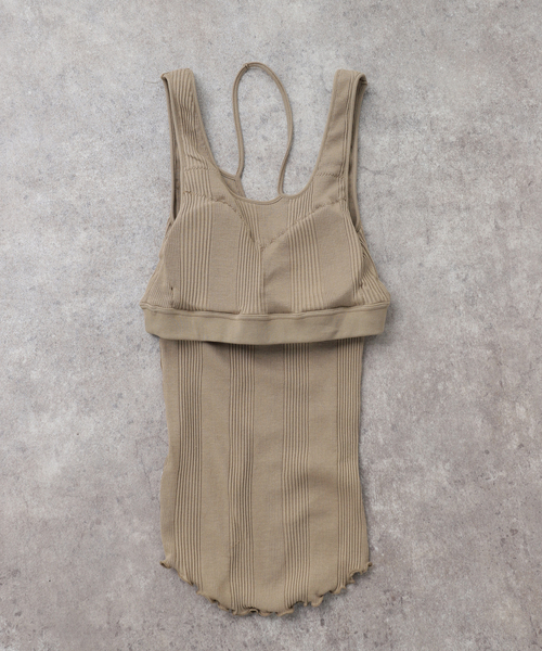 HAKUJI（ハクジ） タンクトップ ノースリーブ RANDOM RIB ASYM BRA