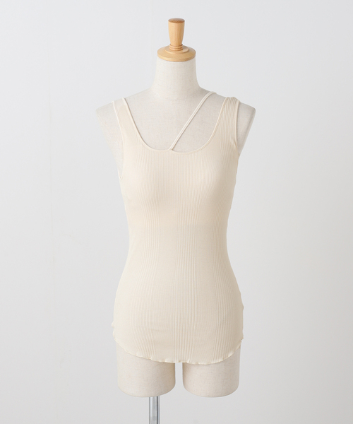 HAKUJI（ハクジ） タンクトップ ノースリーブ RANDOM RIB ASYM BRA