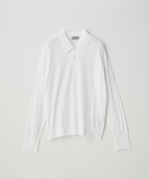 JOHN SMEDLEY ホワイト ポロシャツ L JOHN SMEDLEY（ジョンスメドレー） ニットポロシャツ メンズ モダン