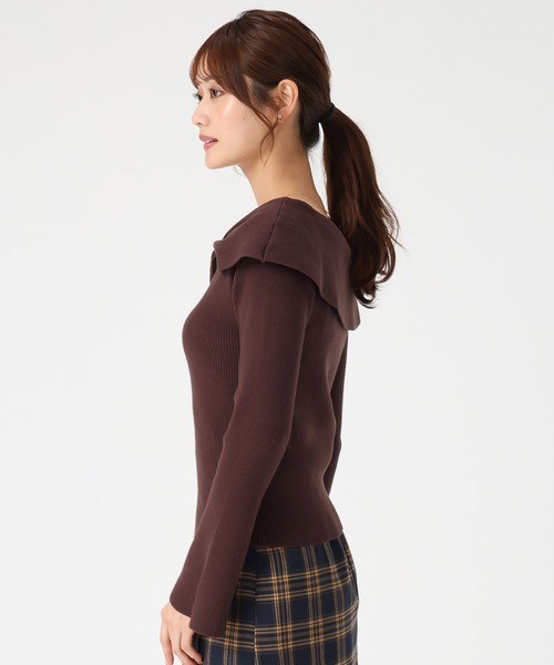 「MISCH MASCH」 長袖ニット フリ- ブラウン レディース_画像5
