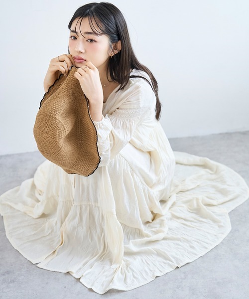 極美品.定価2.8万☆マカフィー 洗える ギャザー ティアードワンピース 36 mil（ミル） ワンピース 夏 3WAY ティアード ワンピース / ワッシャー