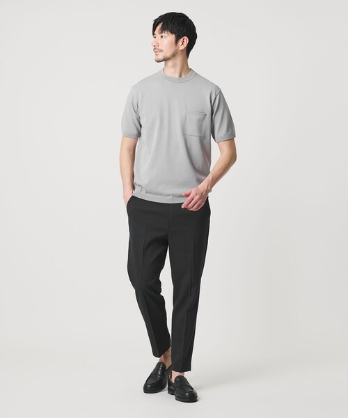 スラックス 「WEB限定 WARDROBE SMART」フラックスライク テーパード アンクルパンツ「吸水速乾・UVカット」 メンズの画像