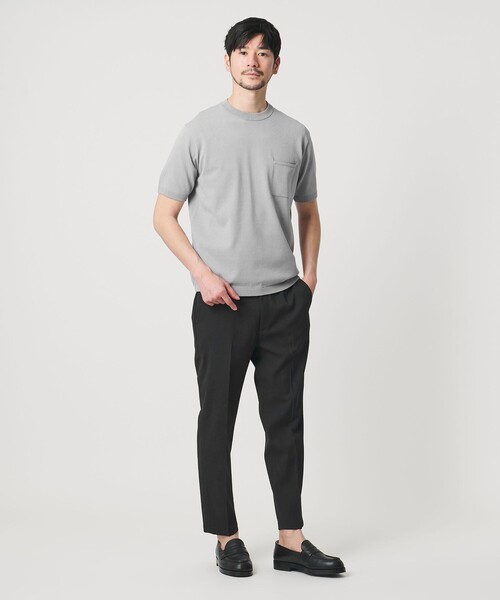 スラックス 「WEB限定 WARDROBE SMART」フラックスライク テーパード アンクルパンツ「吸水速乾・UVカット」 メンズの画像