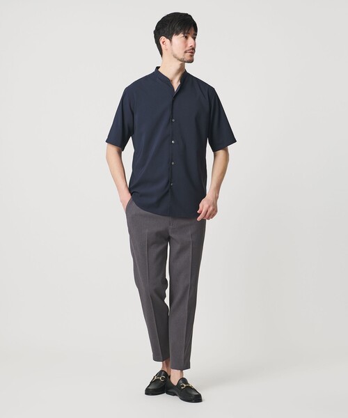 スラックス 「WEB限定 WARDROBE SMART」フラックスライク テーパード アンクルパンツ「吸水速乾・UVカット」 メンズの画像