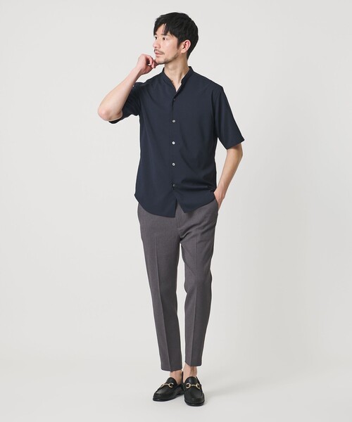 スラックス 「WEB限定 WARDROBE SMART」フラックスライク テーパード アンクルパンツ「吸水速乾・UVカット」 メンズの画像