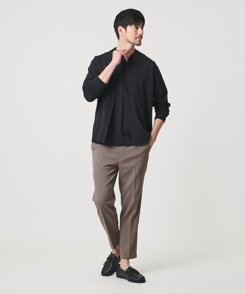 スラックス 「WEB限定 WARDROBE SMART」フラックスライク テーパード アンクルパンツ「吸水速乾・UVカット」 メンズの画像