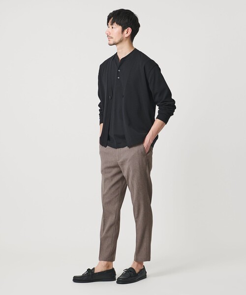 スラックス 「WEB限定 WARDROBE SMART」フラックスライク テーパード アンクルパンツ「吸水速乾・UVカット」 メンズの画像