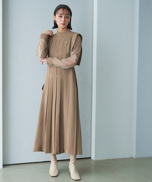 「RUIRUE BOUTIQUE」 長袖ワンピース M ブラウン レディースの画像