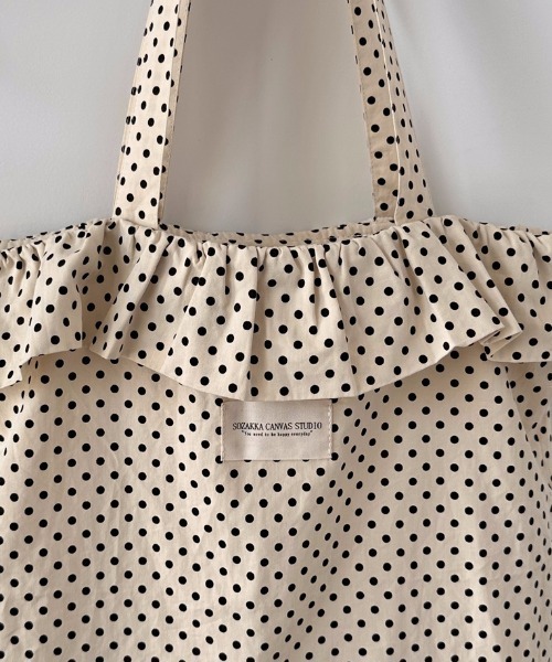 ハンドメイド　♡ フリルバッグ　フリフリトート　ドットチュール トートバッグ ドットフリルトートバッグ レディース : ZOZOTOWN Yahoo
