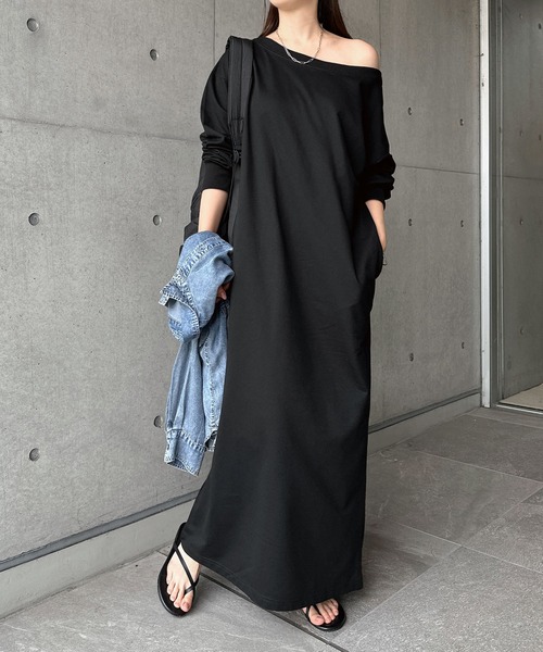 「andme」 「alma design」長袖ワンピース - ネイビー レディース_画像8