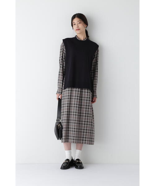 「human woman」 長袖ワンピース MEDIUM ブラウン レディースの画像