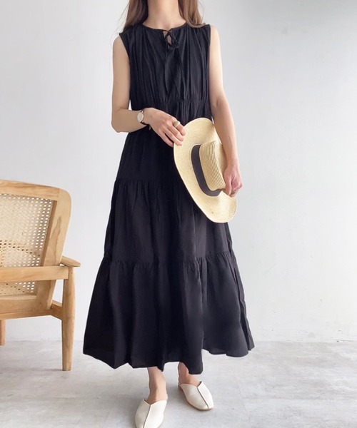 「FILLOU」 ノースリーブワンピース MEDIUM ライトグレー レディース_画像4