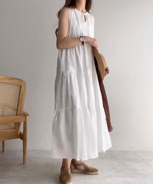「FILLOU」 ノースリーブワンピース MEDIUM ライトグレー レディース_画像5