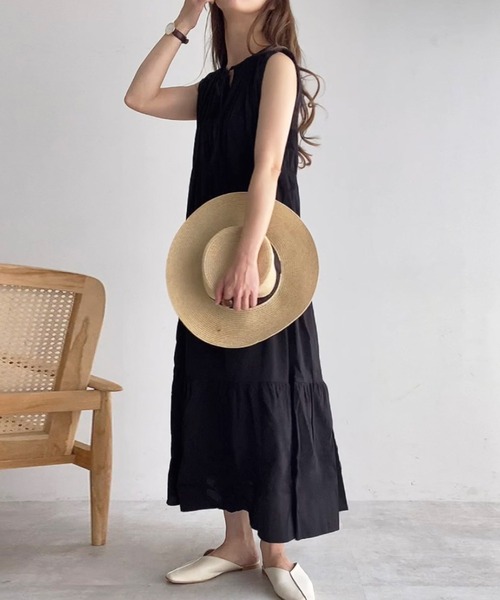 「FILLOU」 ノースリーブワンピース MEDIUM ライトグレー レディース_画像7