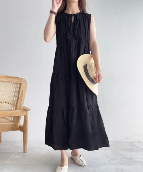 「FILLOU」 ノースリーブワンピース MEDIUM ライトグレー レディース_画像8