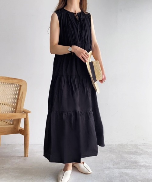 「FILLOU」 ノースリーブワンピース MEDIUM ライトグレー レディース_画像9