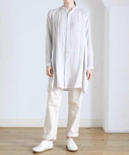 「Plantation」 長袖チュニック M size ライトグレー レディース_画像2
