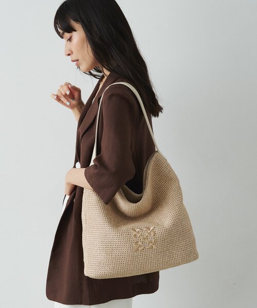 【未使用級】ラシット ラフィア ワンショルダー 2way ショルダー ベージュ 美品 russet ラシット トートバッグ ハンド ワンショルダー ベージュ