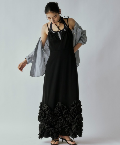 Ezick ワンピース Frill-hem cami dress ヘムフリルキャミワンピース