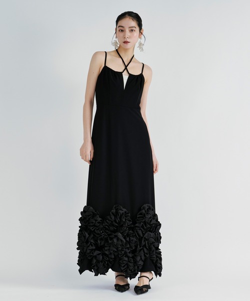 Ezick パーティードレス ワンピース Frill-hem cami dress ヘムフリル
